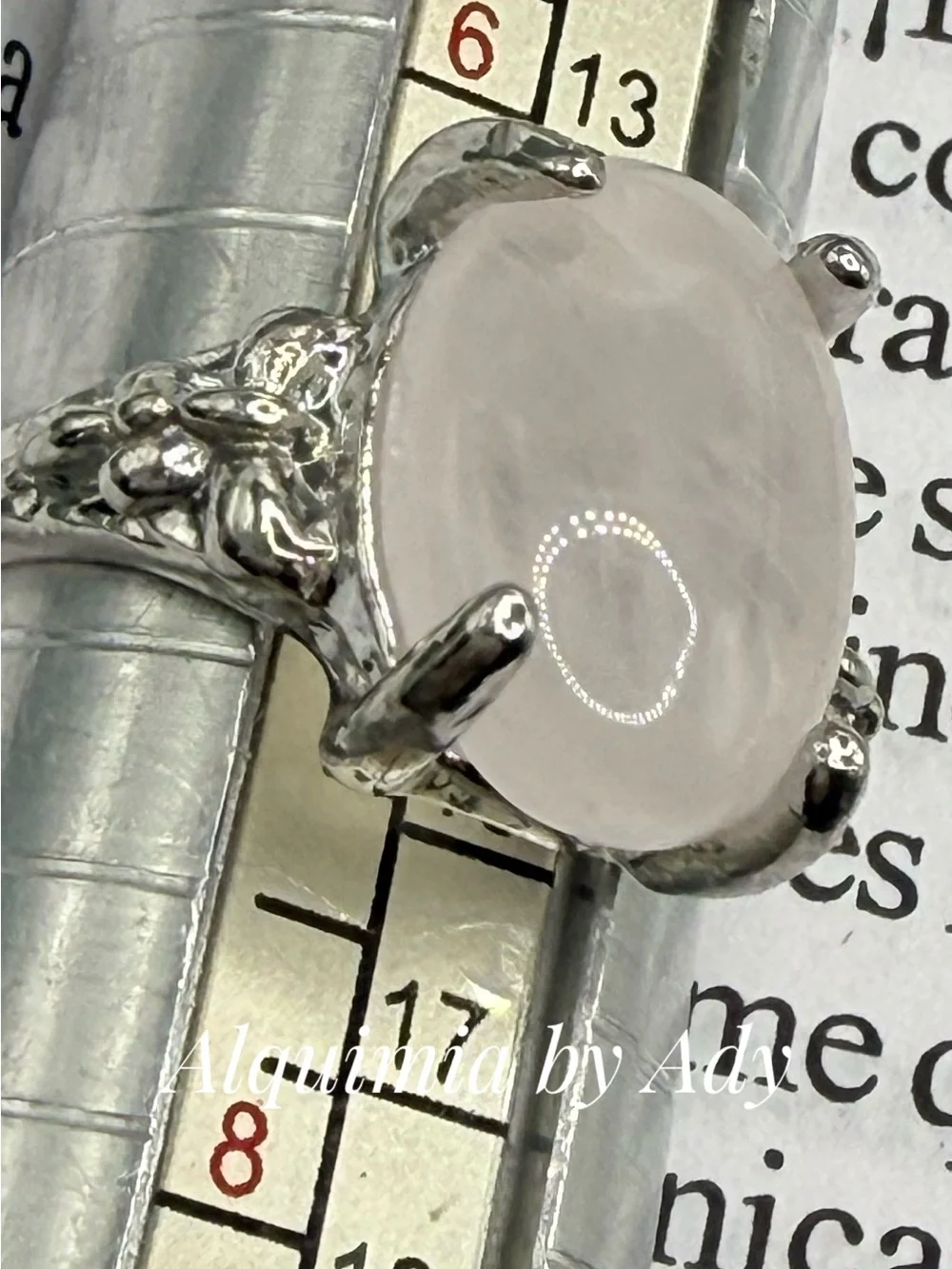 Pink Quartz Rhodium Silver Ring – 20mm Oval Stone, Tarnish-Resistant